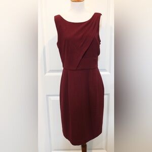 White House Black Market burgundy asymmetric sheath dress size 6